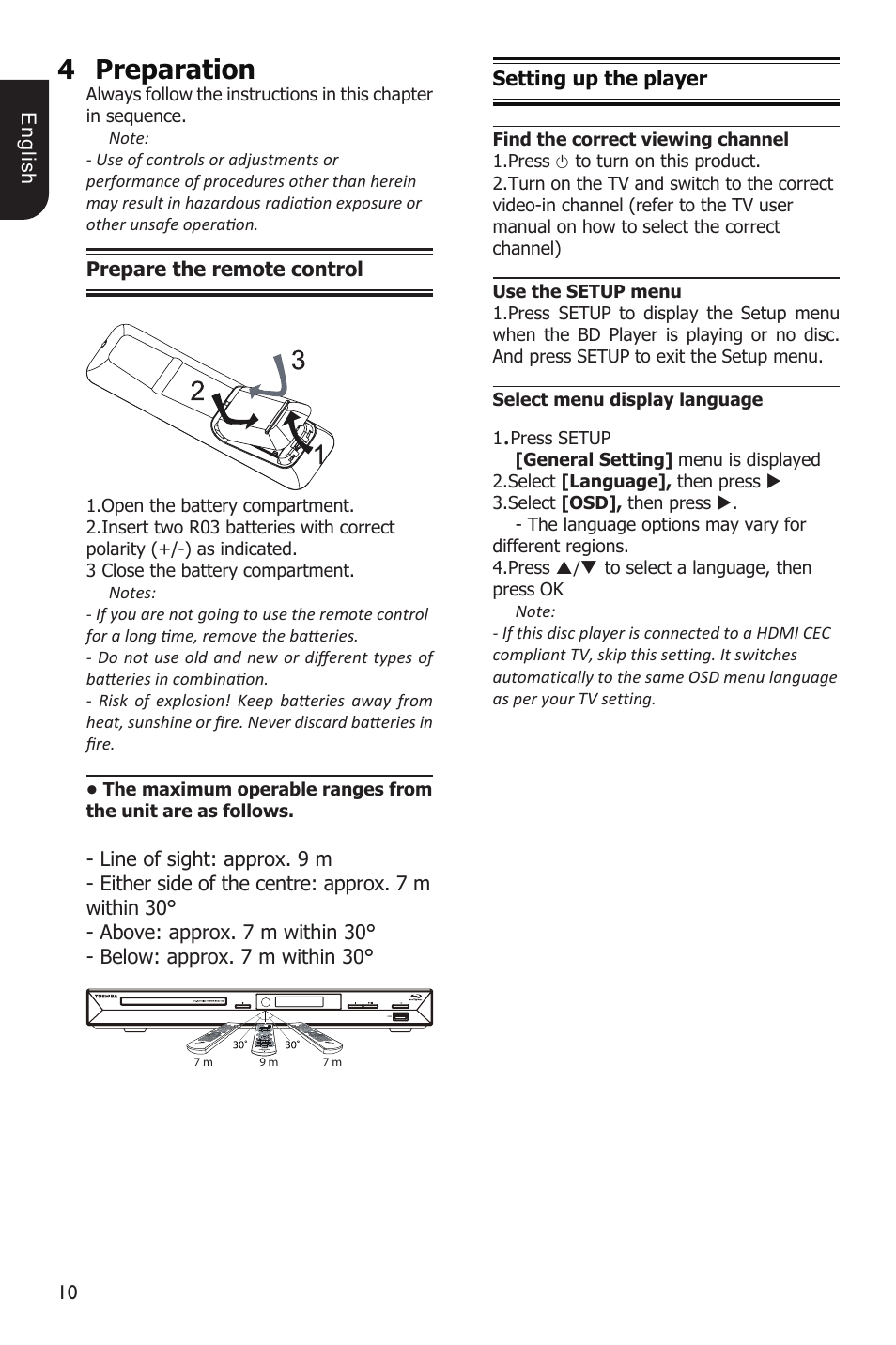 4preparation | Toshiba BDX2100 User Manual | Page 10 / 44
