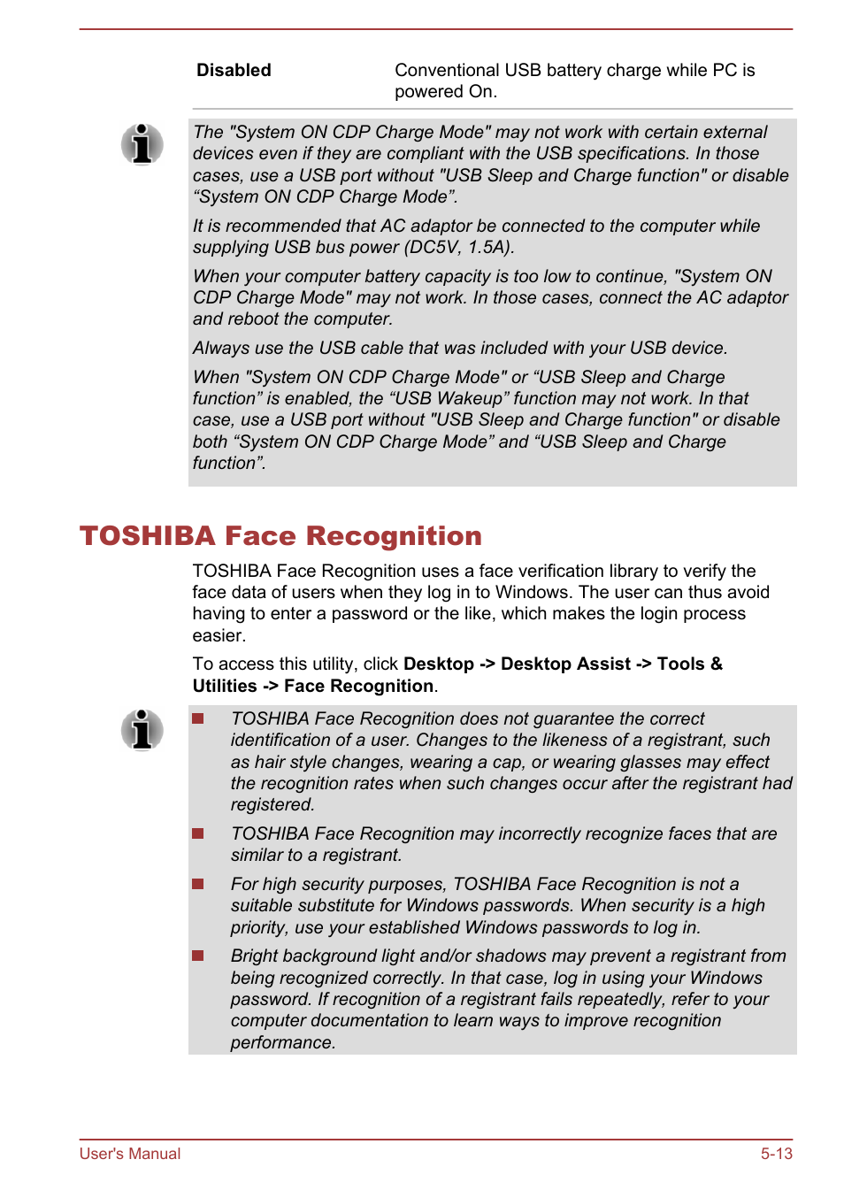 Toshiba face recognition, Toshiba face recognition -13 | Toshiba Tecra W50-A User Manual | Page 123 / 170