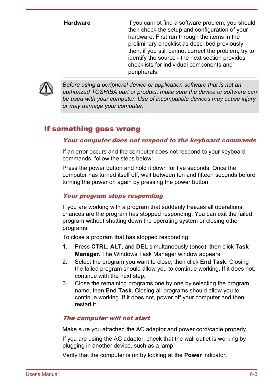 If something goes wrong | Toshiba Tecra W50-A User Manual | Page 134 / 170