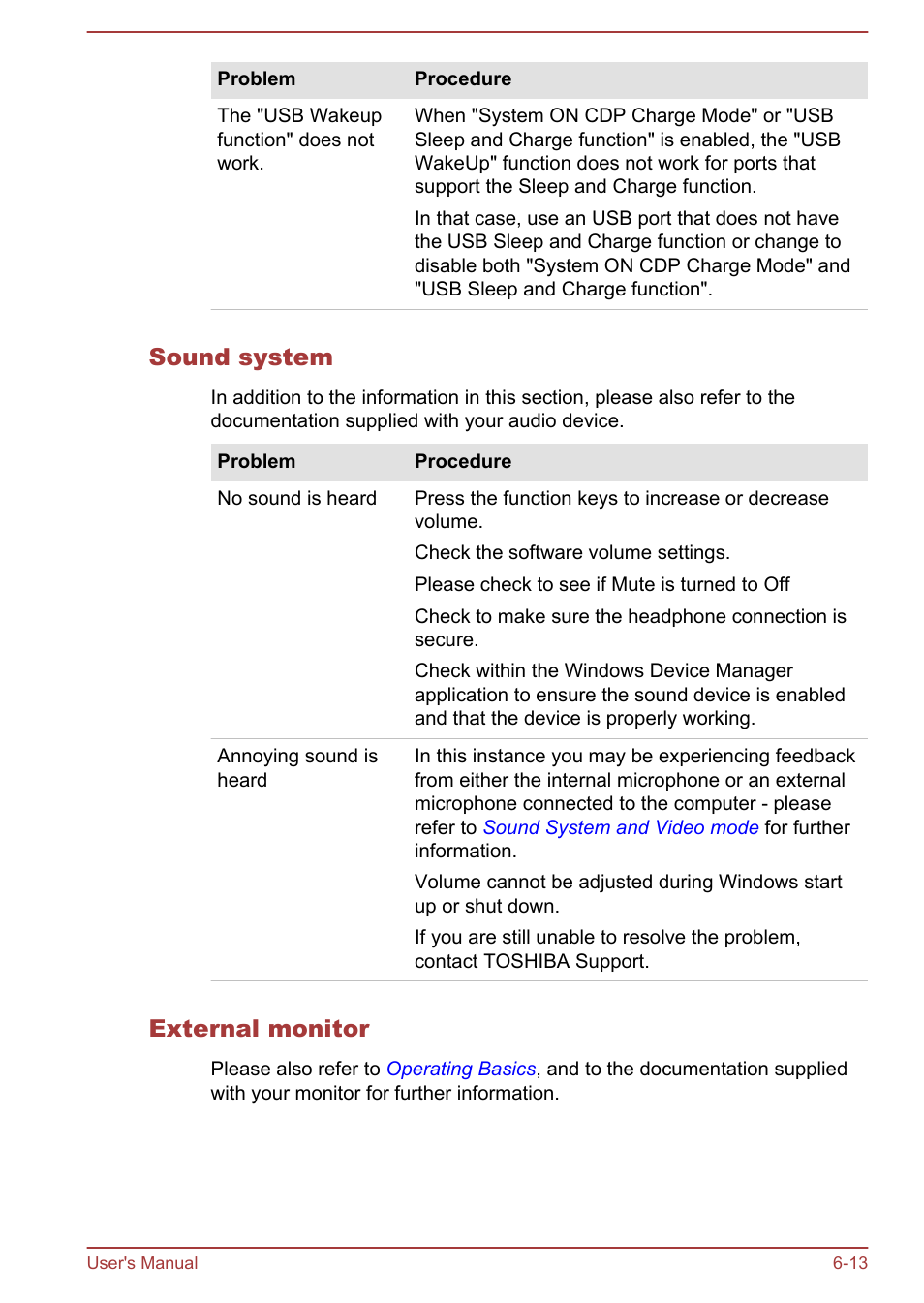 Sound system, External monitor | Toshiba Tecra W50-A User Manual | Page 144 / 170