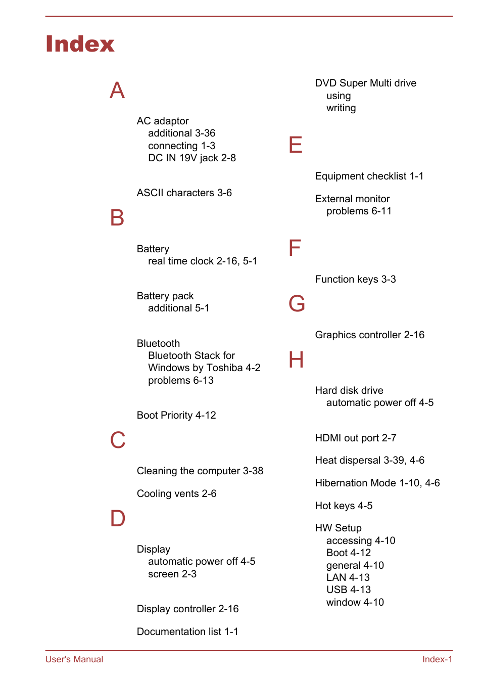 Index, Index a | Toshiba LX830 User Manual | Page 129 / 131
