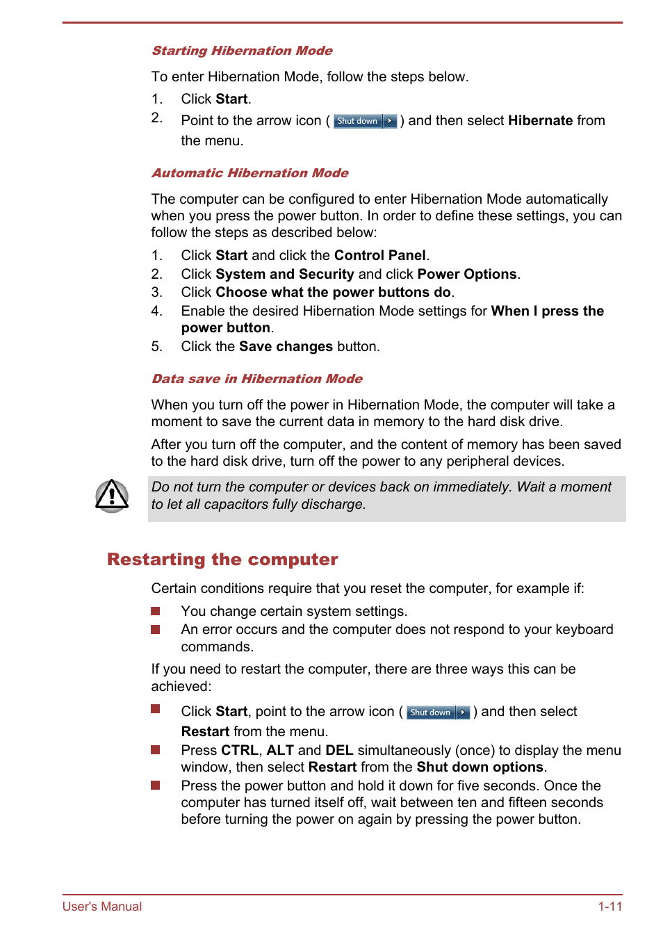 Restarting the computer | Toshiba LX830 User Manual | Page 26 / 131