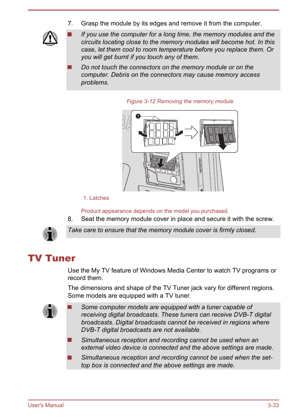 Tv tuner, Tv tuner -33 | Toshiba LX830 User Manual | Page 75 / 131
