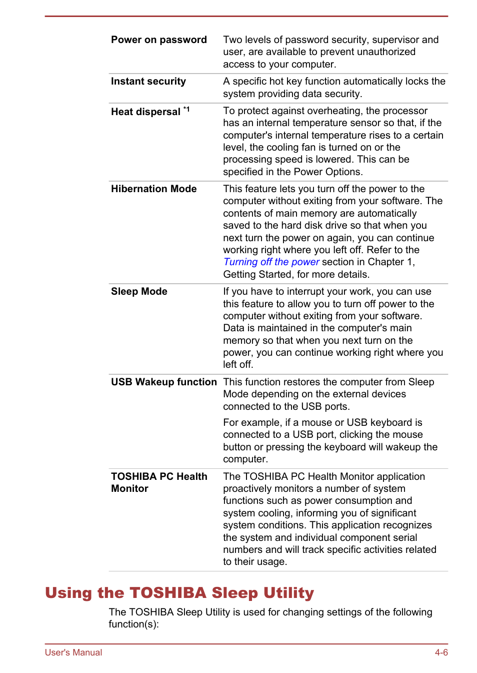 Using the toshiba sleep utility, Using the toshiba sleep utility -6 | Toshiba LX830 User Manual | Page 88 / 131