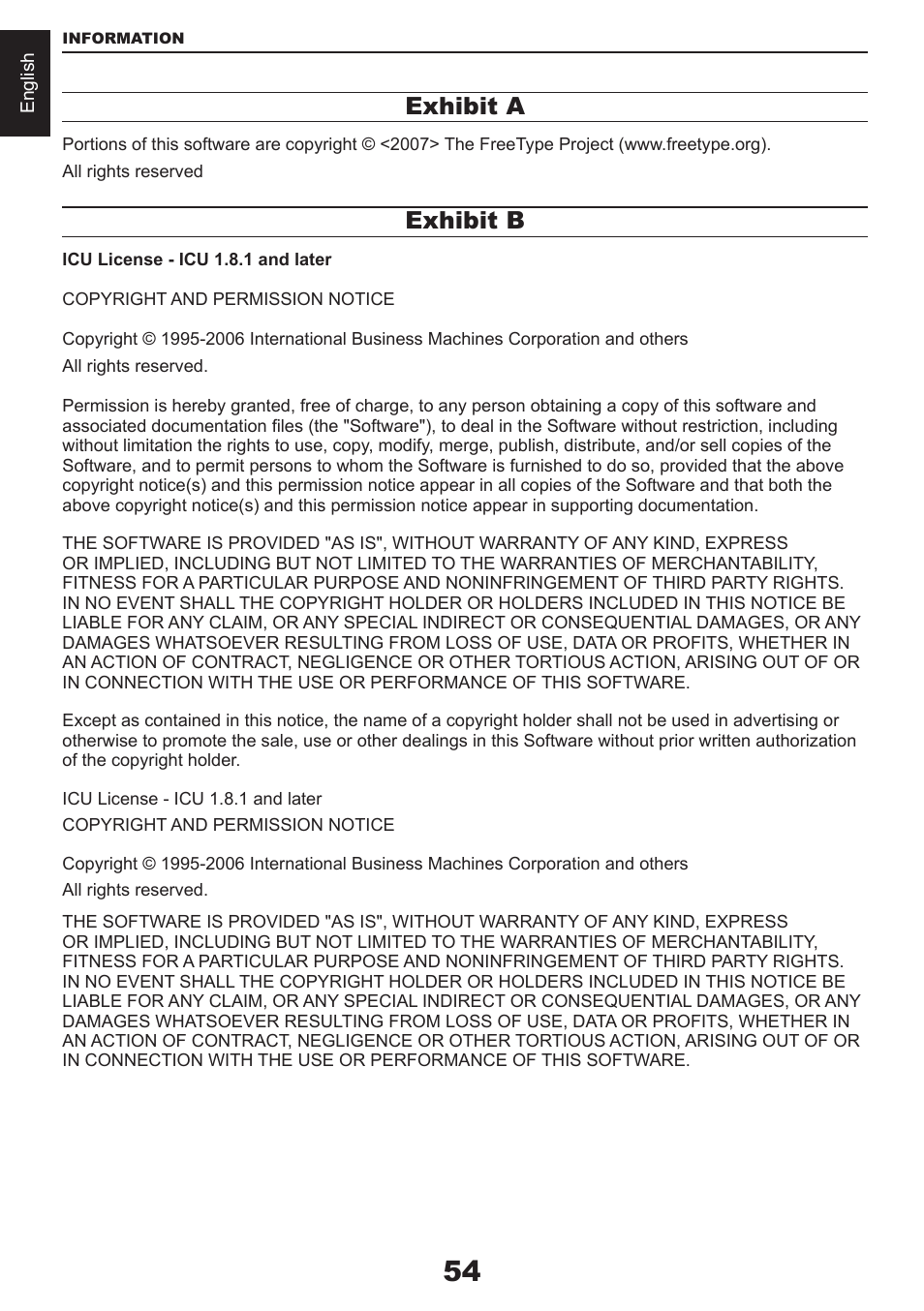 Exhibit a, Exhibit b | Toshiba CV711 User Manual | Page 55 / 57