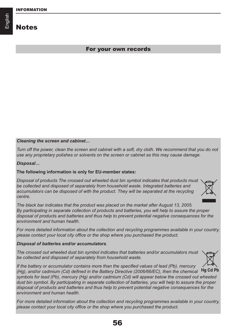 Toshiba CV711 User Manual | Page 57 / 57