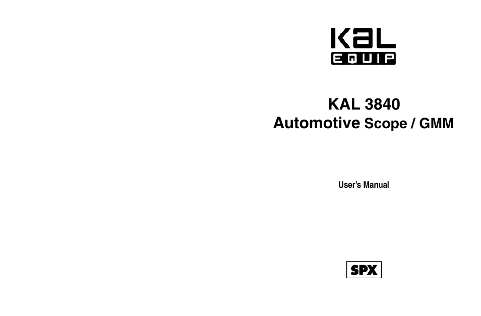 KAL EQUIP KAL 3840 User Manual | 68 pages