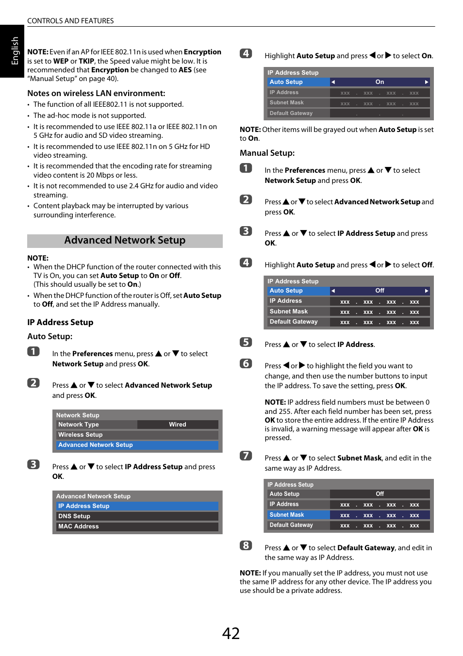 Advanced network setup | Toshiba ML933 User Manual | Page 42 / 91