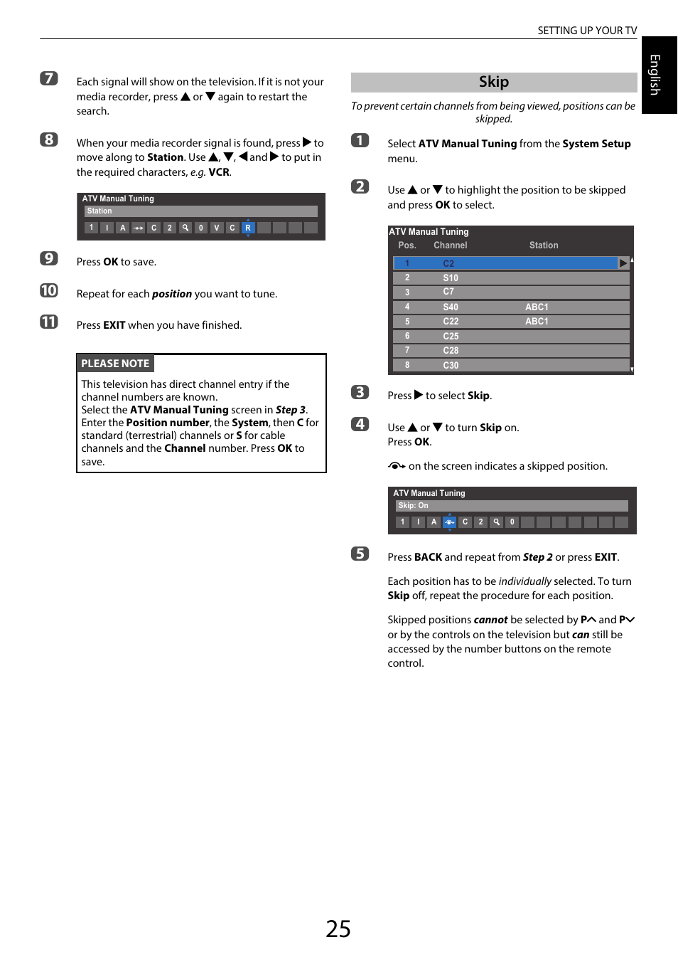 Skip, Engl ish | Toshiba TL969 User Manual | Page 25 / 102