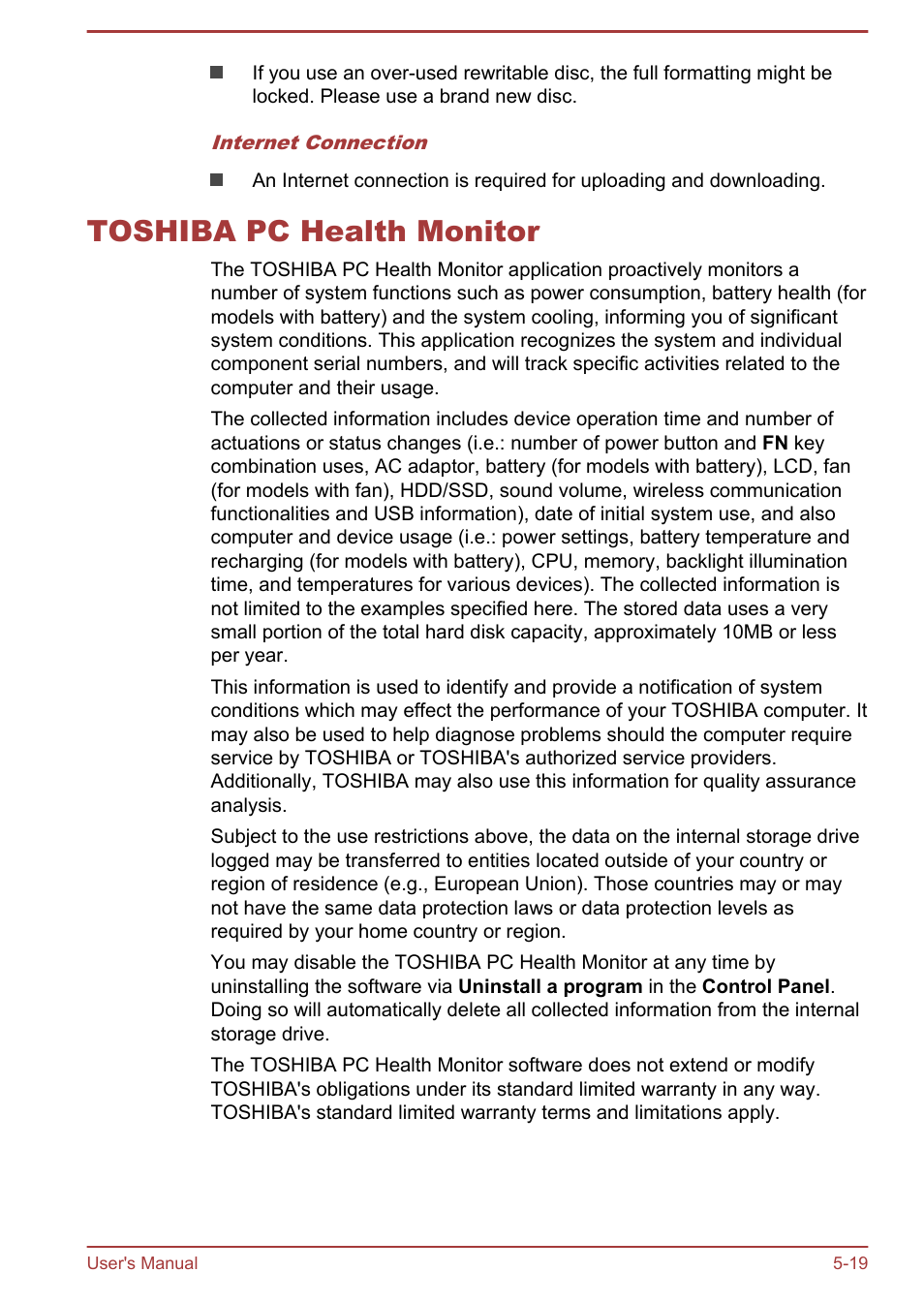 Toshiba pc health monitor, Toshiba pc health monitor -19 | Toshiba Satellite P50-B User Manual | Page 107 / 148