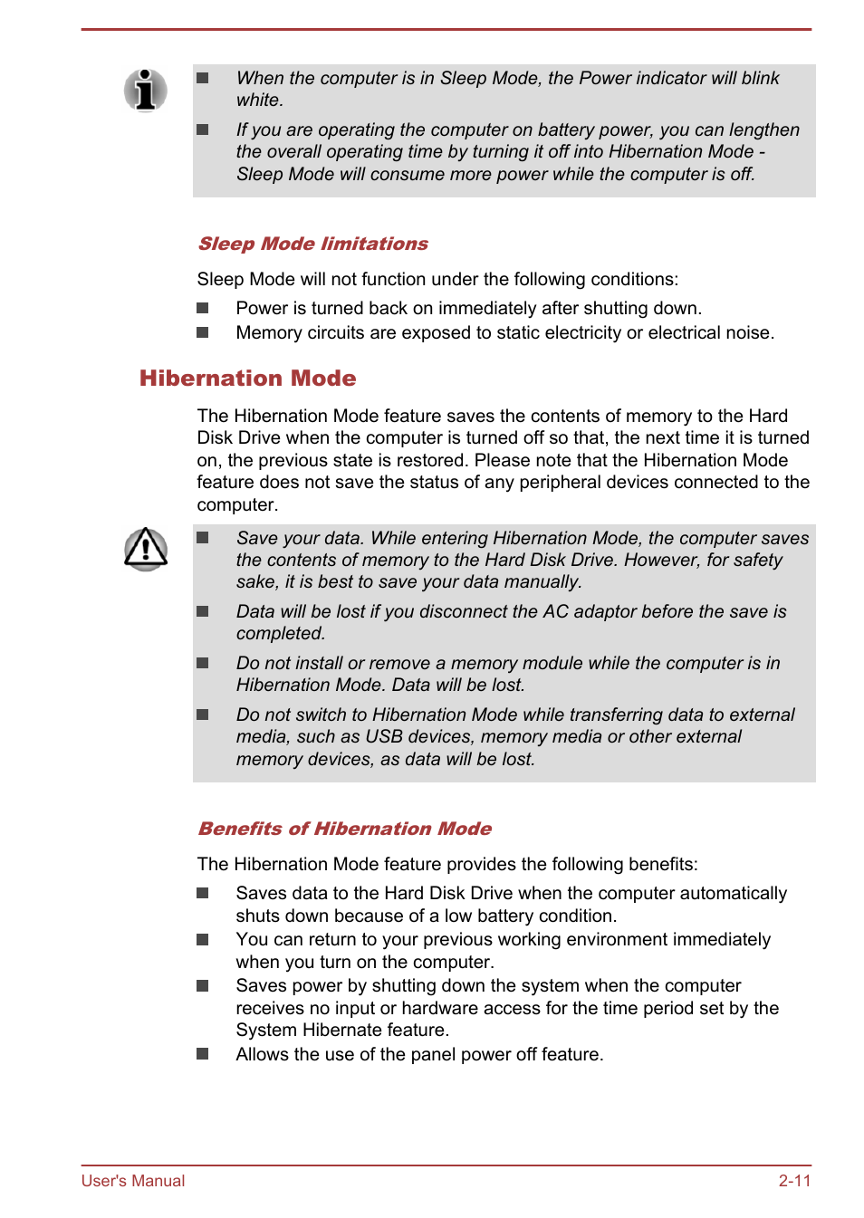 Hibernation mode | Toshiba Satellite P50-B User Manual | Page 32 / 148