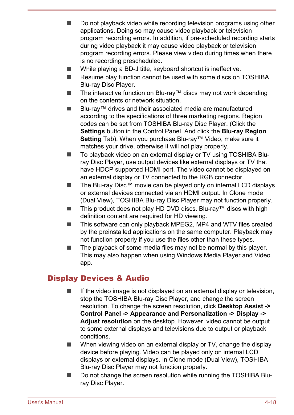 Display devices & audio | Toshiba Satellite P50-B User Manual | Page 64 / 148