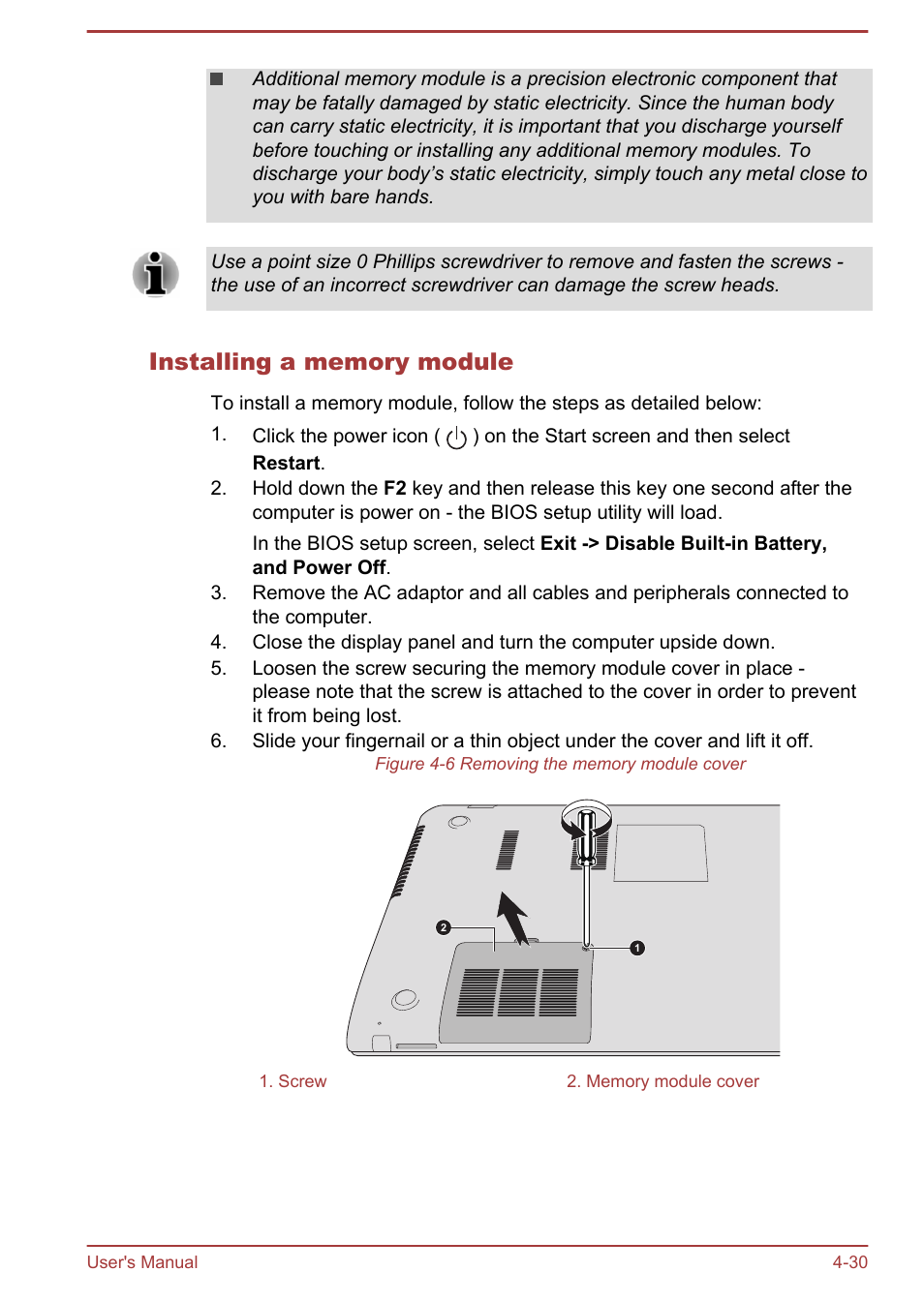 Installing a memory module | Toshiba Satellite P50-B User Manual | Page 76 / 148