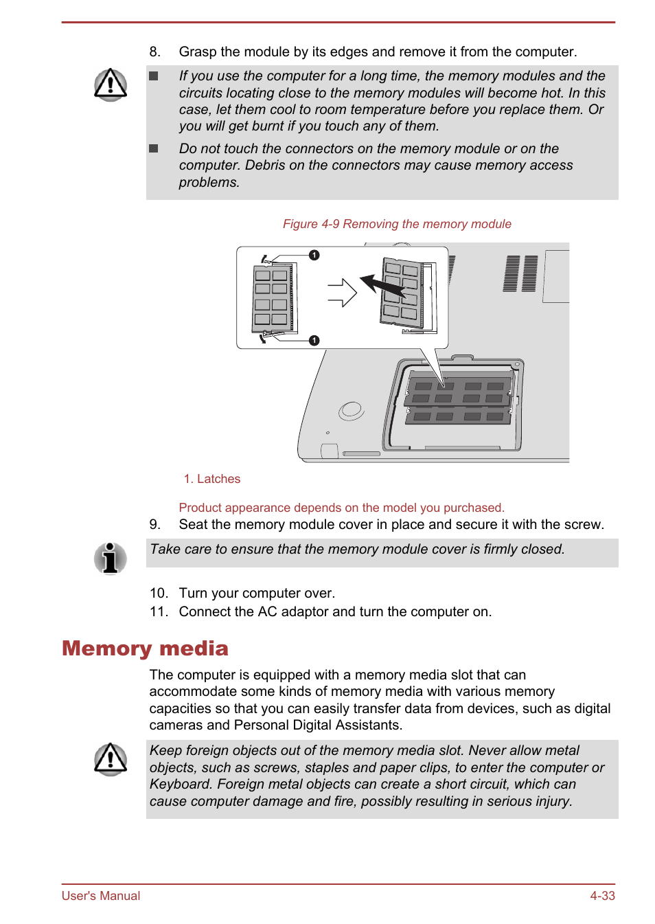 Memory media, Memory media -33 | Toshiba Satellite P50-B User Manual | Page 79 / 148