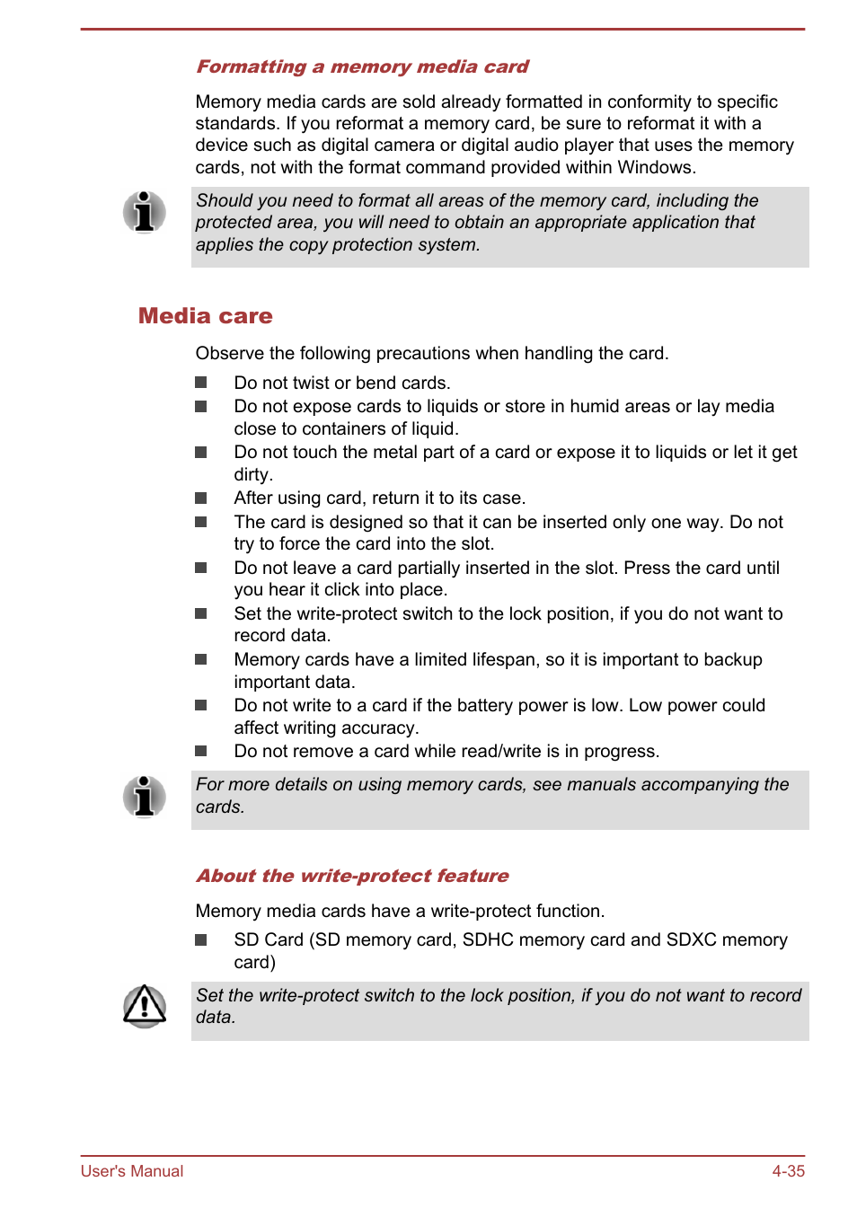 Media care | Toshiba Satellite P50-B User Manual | Page 81 / 148