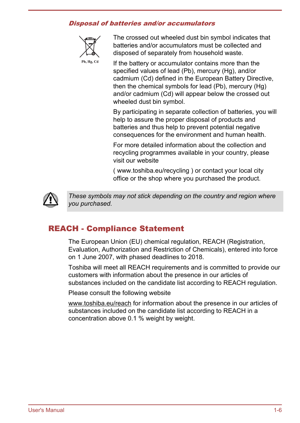 Reach - compliance statement | Toshiba Satellite P50-B User Manual | Page 9 / 148