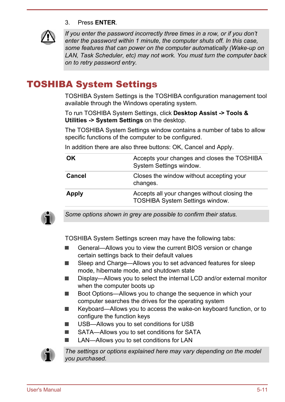 Toshiba system settings, Toshiba system settings -11 | Toshiba Satellite P50-B User Manual | Page 99 / 148