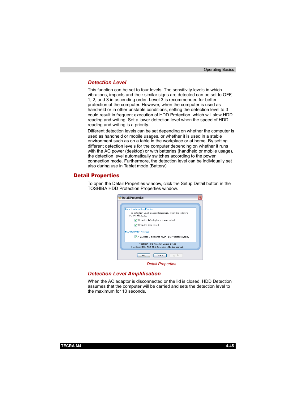 Detail properties, Detail properties -45 | Toshiba Tecra M4 User Manual | Page 117 / 237