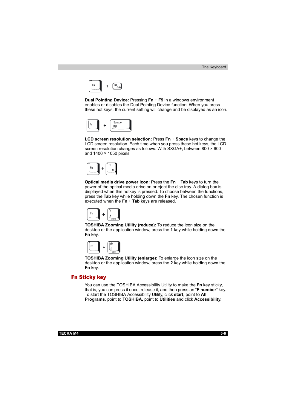 Fn sticky key, Fn sticky key -6 | Toshiba Tecra M4 User Manual | Page 124 / 237