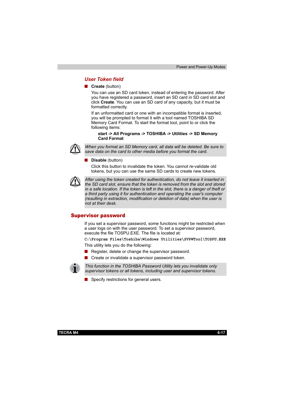Supervisor password, Supervisor password -17 | Toshiba Tecra M4 User Manual | Page 144 / 237