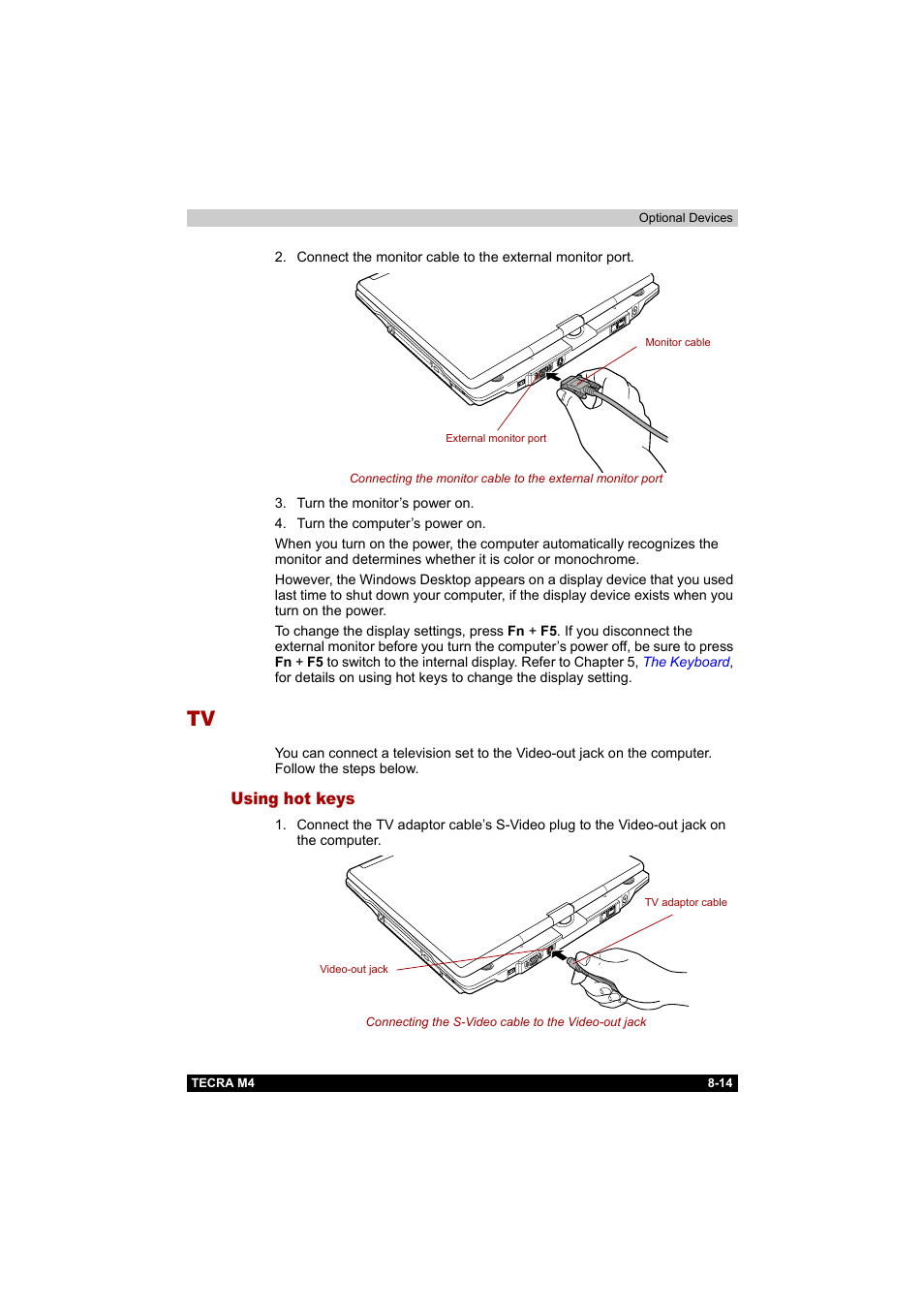 Using hot keys, Tv -14, Using hot keys -14 | Toshiba Tecra M4 User Manual | Page 172 / 237