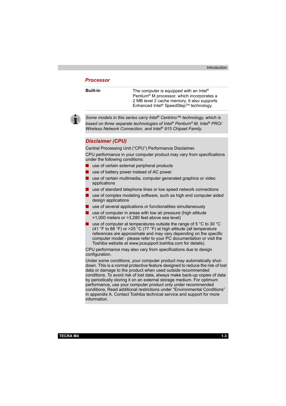 Toshiba Tecra M4 User Manual | Page 20 / 237