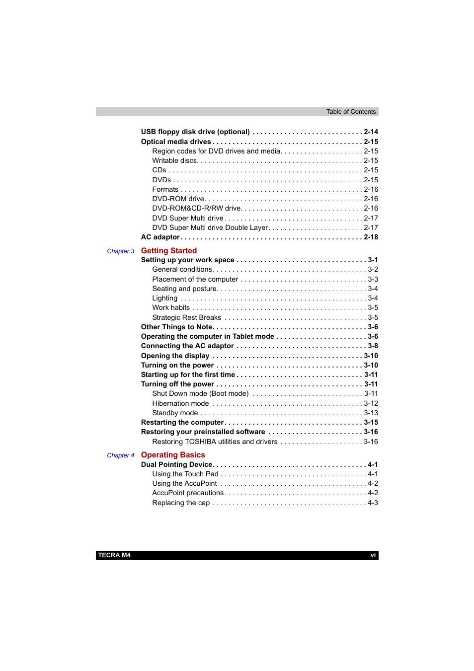 Toshiba Tecra M4 User Manual | Page 6 / 237