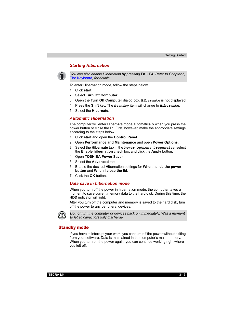 Standby mode, Standby mode -13 | Toshiba Tecra M4 User Manual | Page 69 / 237