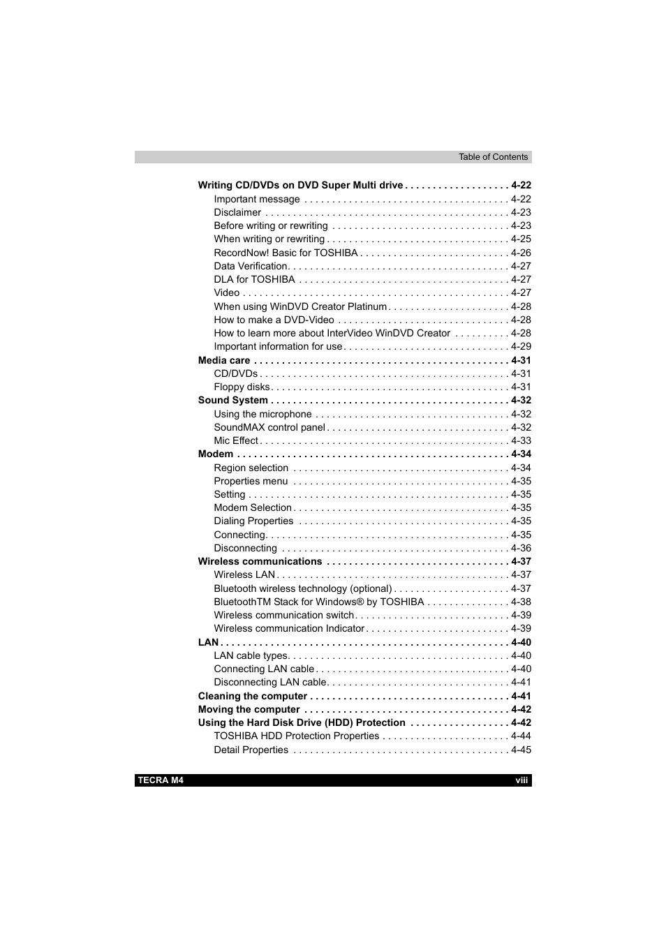 Toshiba Tecra M4 User Manual | Page 8 / 237