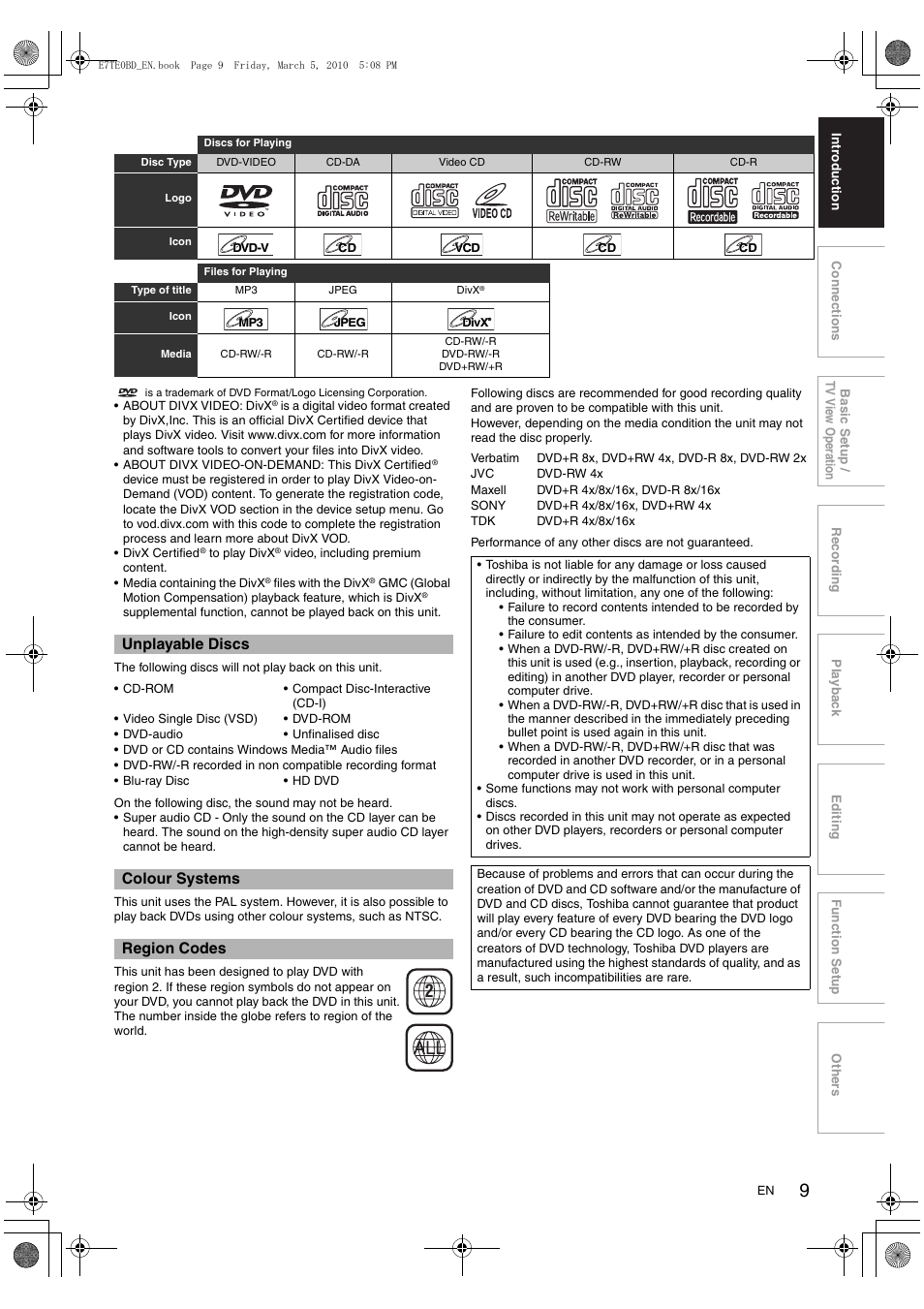 Toshiba DR20 User Manual | Page 9 / 76