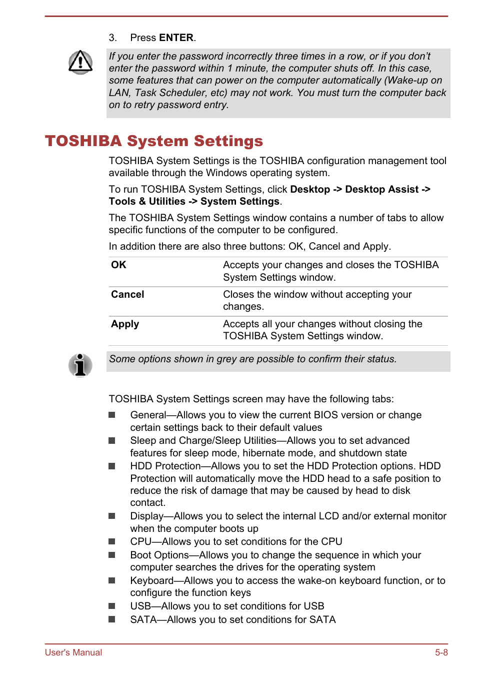 Toshiba system settings, Toshiba system settings -8 | Toshiba Satellite Pro A50-A User Manual | Page 102 / 149