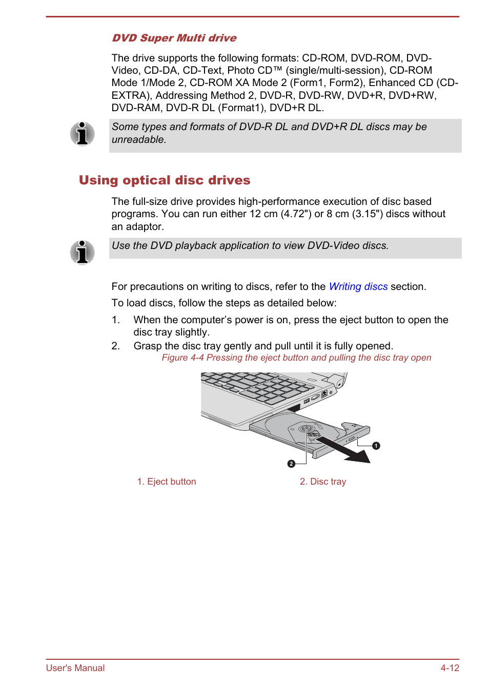 Using optical disc drives | Toshiba Satellite Pro A50-A User Manual | Page 61 / 149