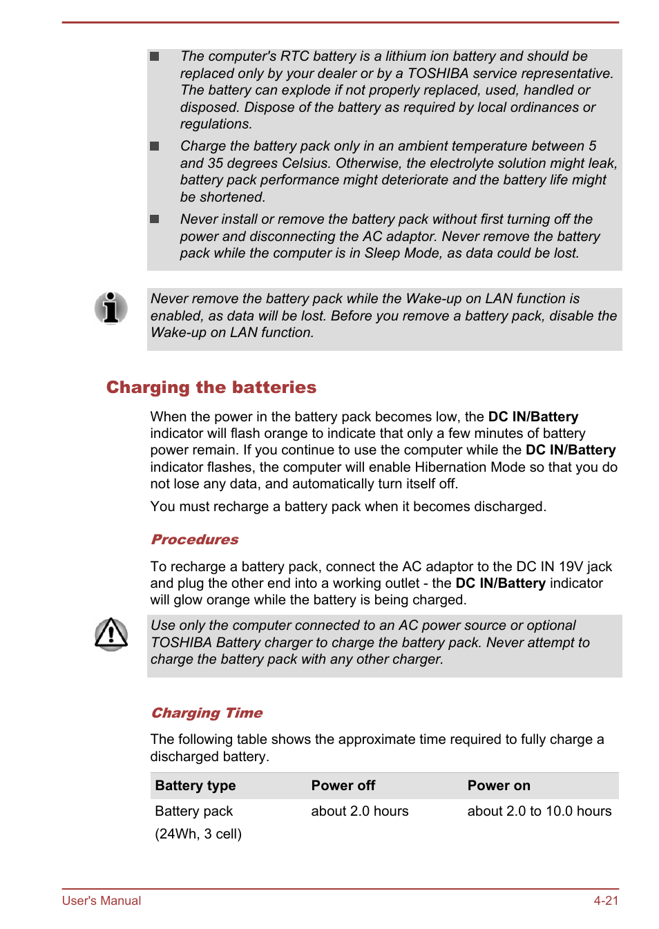 Charging the batteries | Toshiba Satellite Pro A50-A User Manual | Page 70 / 149