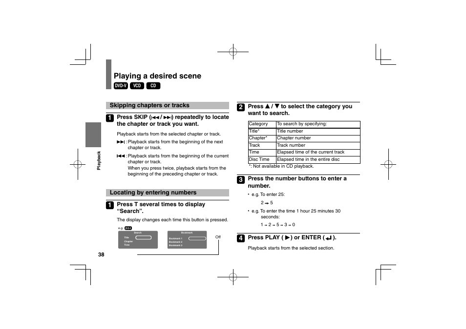 Playing a desired scene | Toshiba SDP75S User Manual | Page 38 / 74