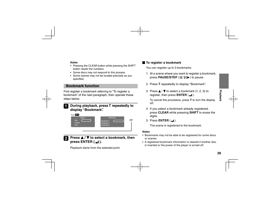 Bookmark function | Toshiba SDP75S User Manual | Page 39 / 74