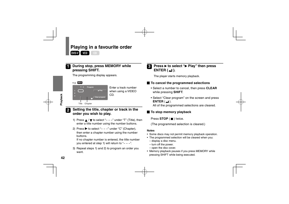 Playing in a favourite order | Toshiba SDP75S User Manual | Page 42 / 74