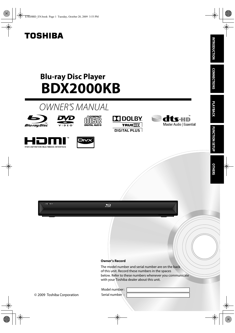 Toshiba BDX2000 User Manual | 48 pages