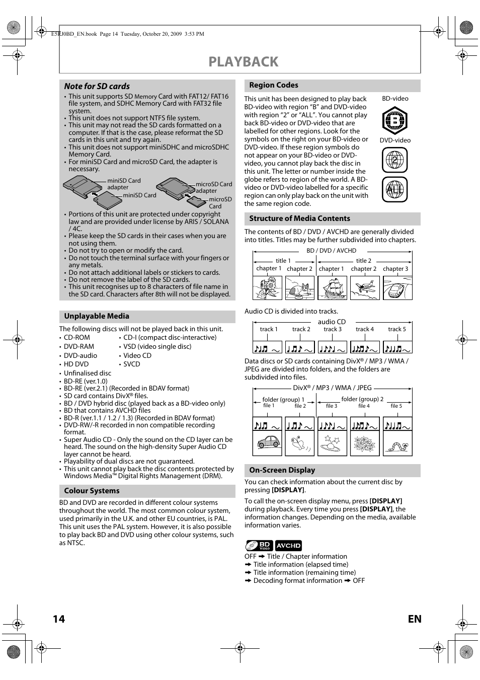 Playback, 14 en | Toshiba BDX2000 User Manual | Page 14 / 48