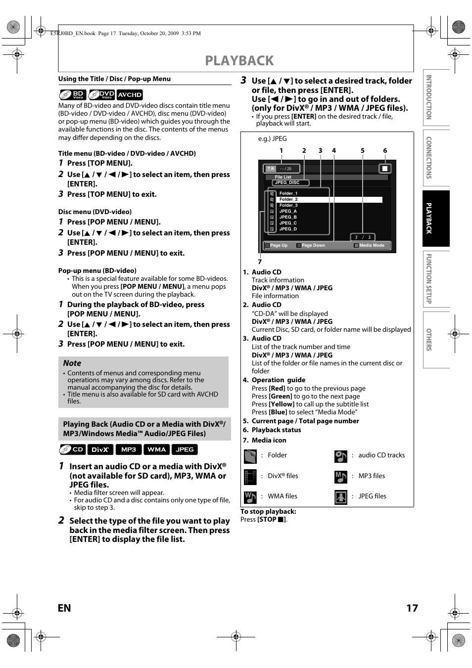 Playback, 17 en | Toshiba BDX2000 User Manual | Page 17 / 48