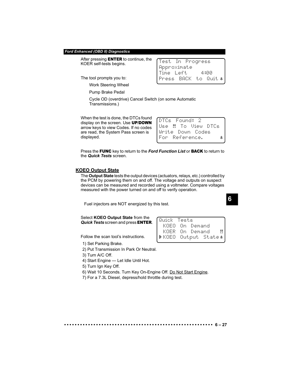 Koeo output state | Actron 9640 User Manual | Page 107 / 156