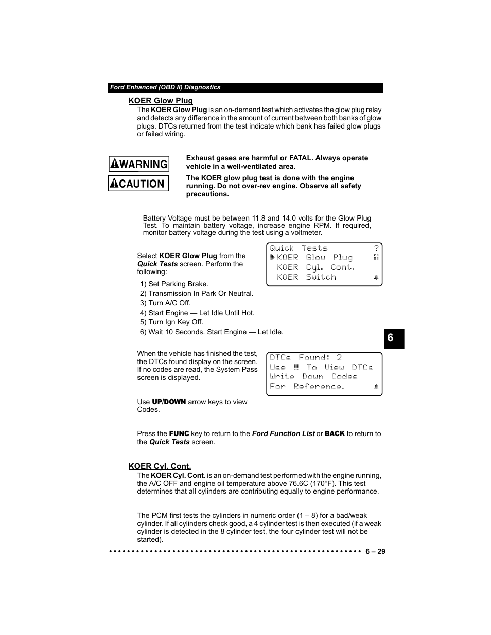 Koer glow plug, Koer cyl. cont | Actron 9640 User Manual | Page 109 / 156