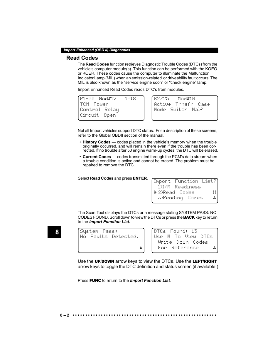 Read codes | Actron 9640 User Manual | Page 128 / 156