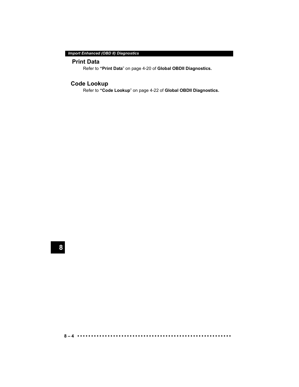 Print data, Code lookup | Actron 9640 User Manual | Page 130 / 156