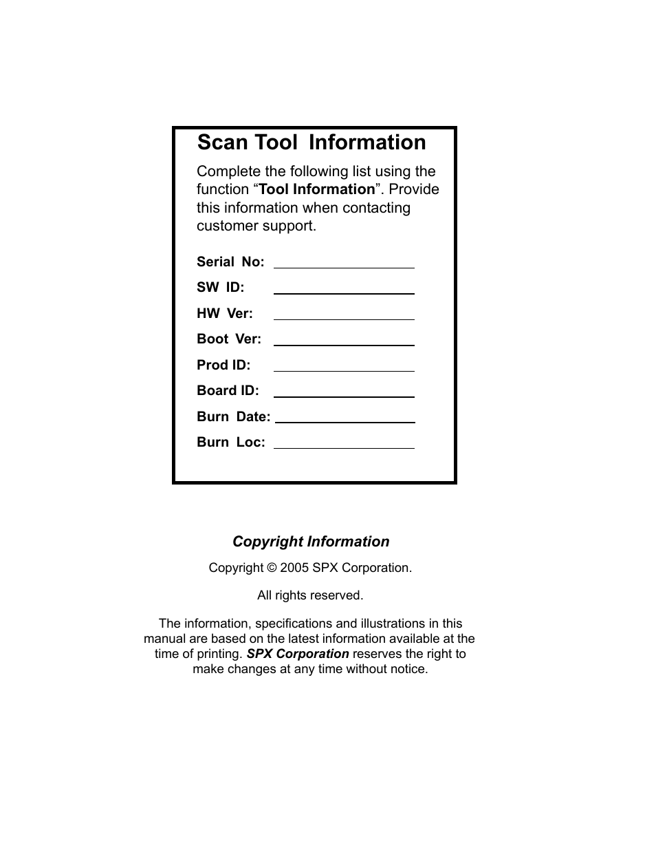 Scan tool information | Actron 9640 User Manual | Page 2 / 156