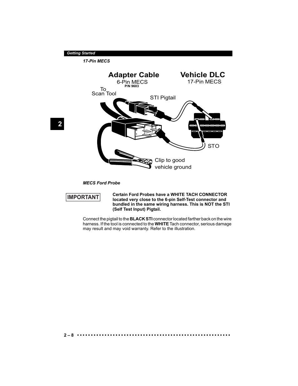 Vehicle dlc, Adapter cable, Important | Actron 9640 User Manual | Page 24 / 156