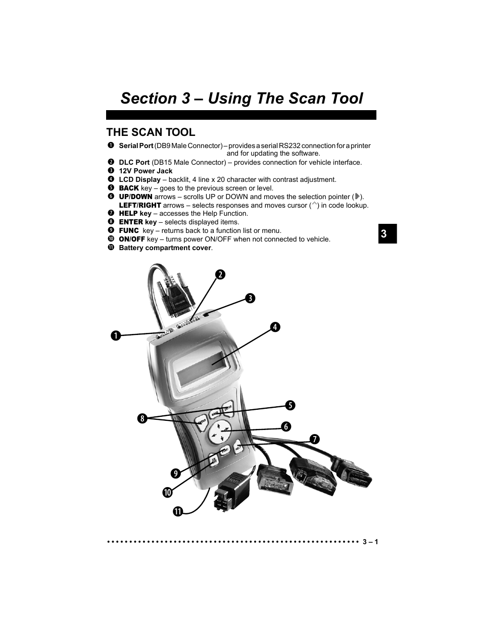 Section 3 - using the scan tool, The scan tool | Actron 9640 User Manual | Page 29 / 156