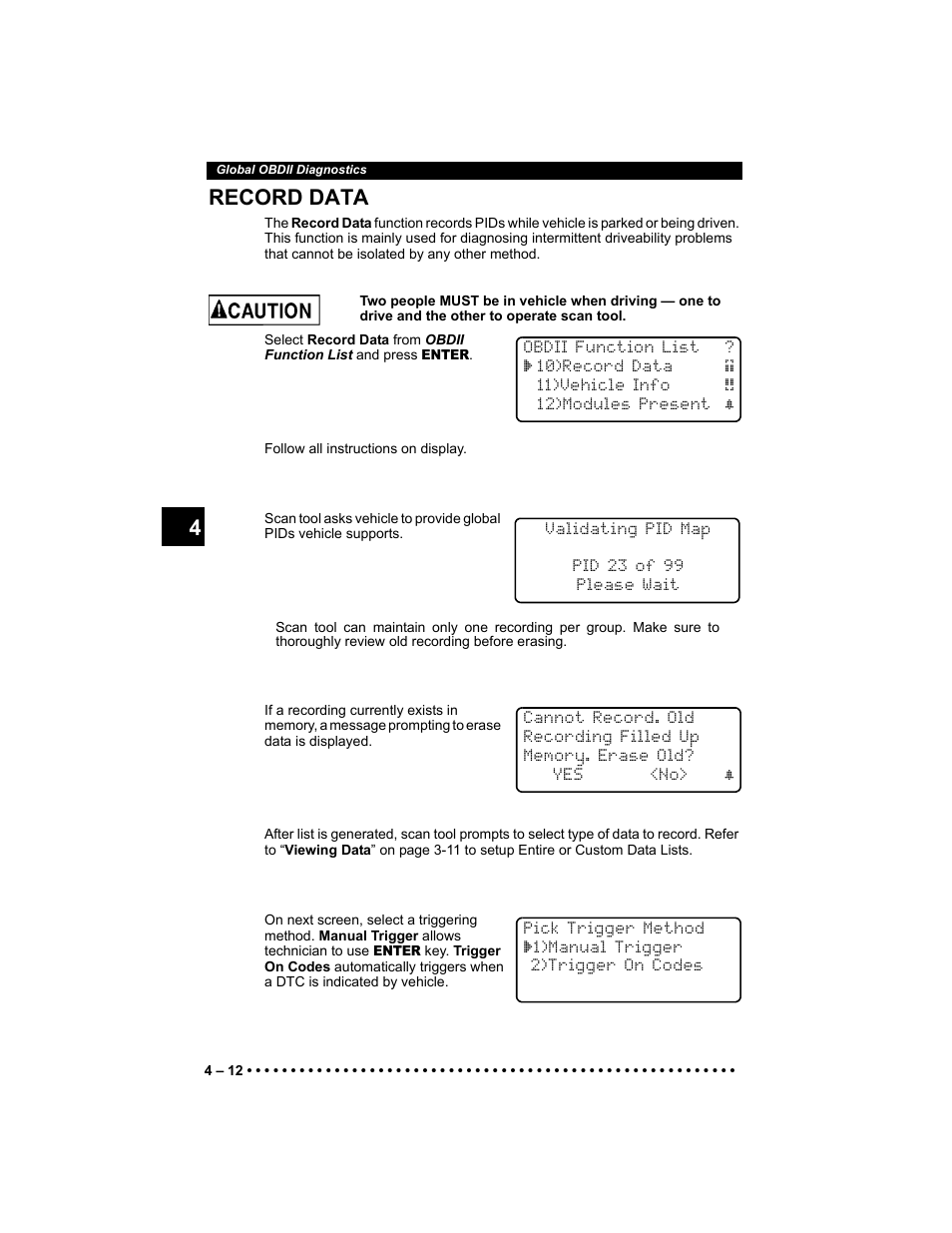 Record data, 4 4 record data | Actron 9640 User Manual | Page 52 / 156