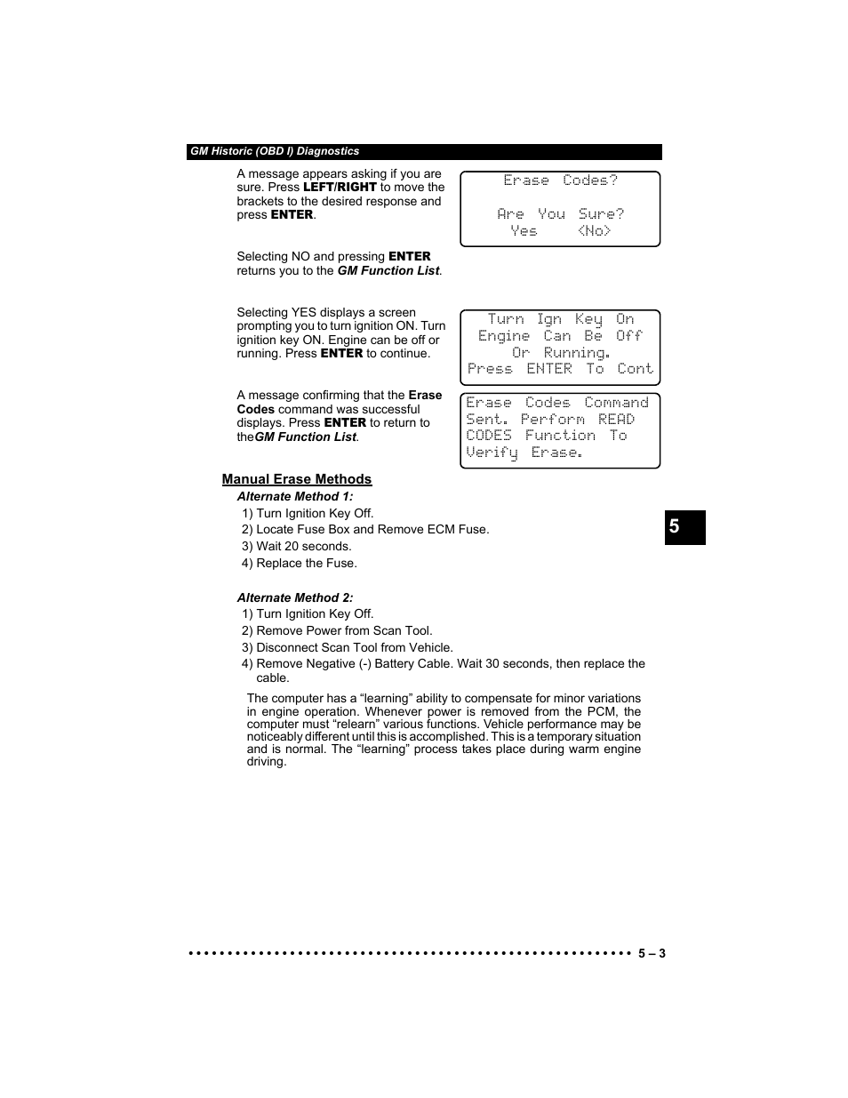 Manual erase methods | Actron 9640 User Manual | Page 65 / 156