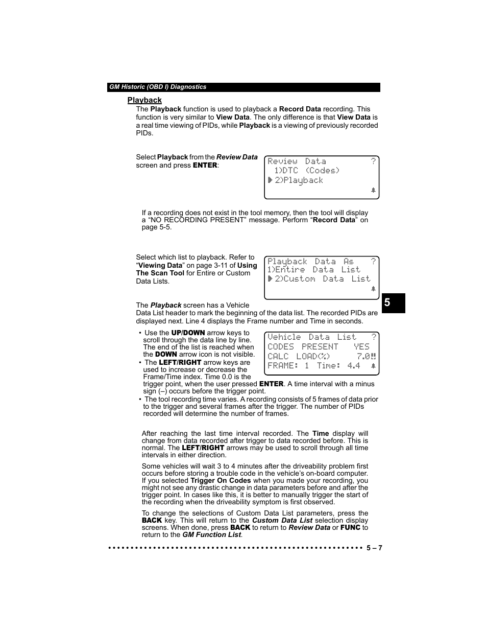 Playback | Actron 9640 User Manual | Page 69 / 156