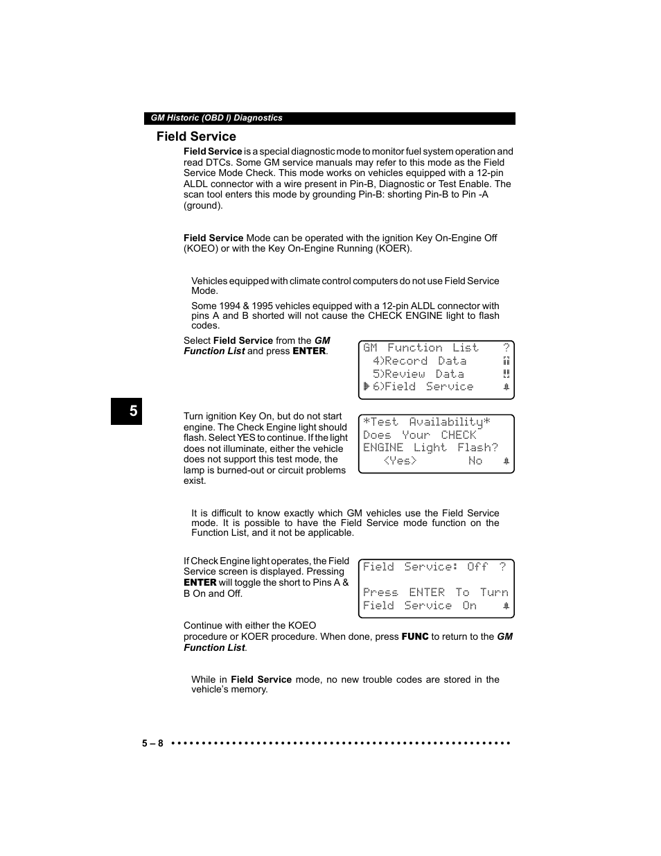 Field service | Actron 9640 User Manual | Page 70 / 156